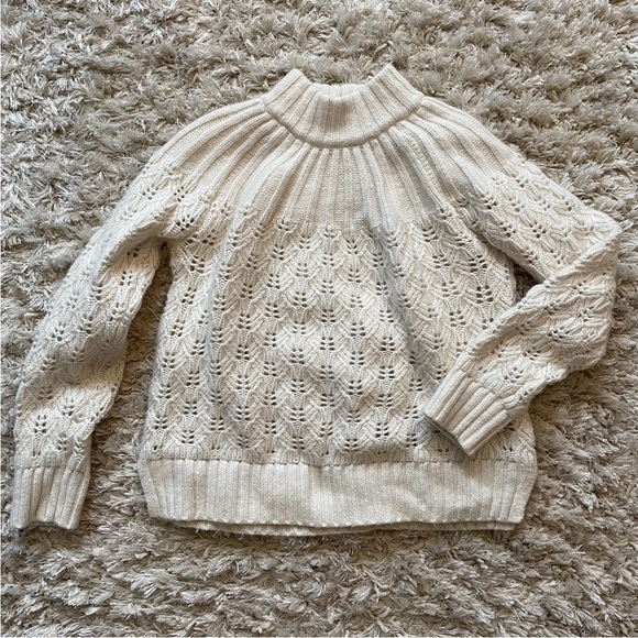 Madewell XS Ivory pointelle knit sweater mock neck - Picture 6 of 6